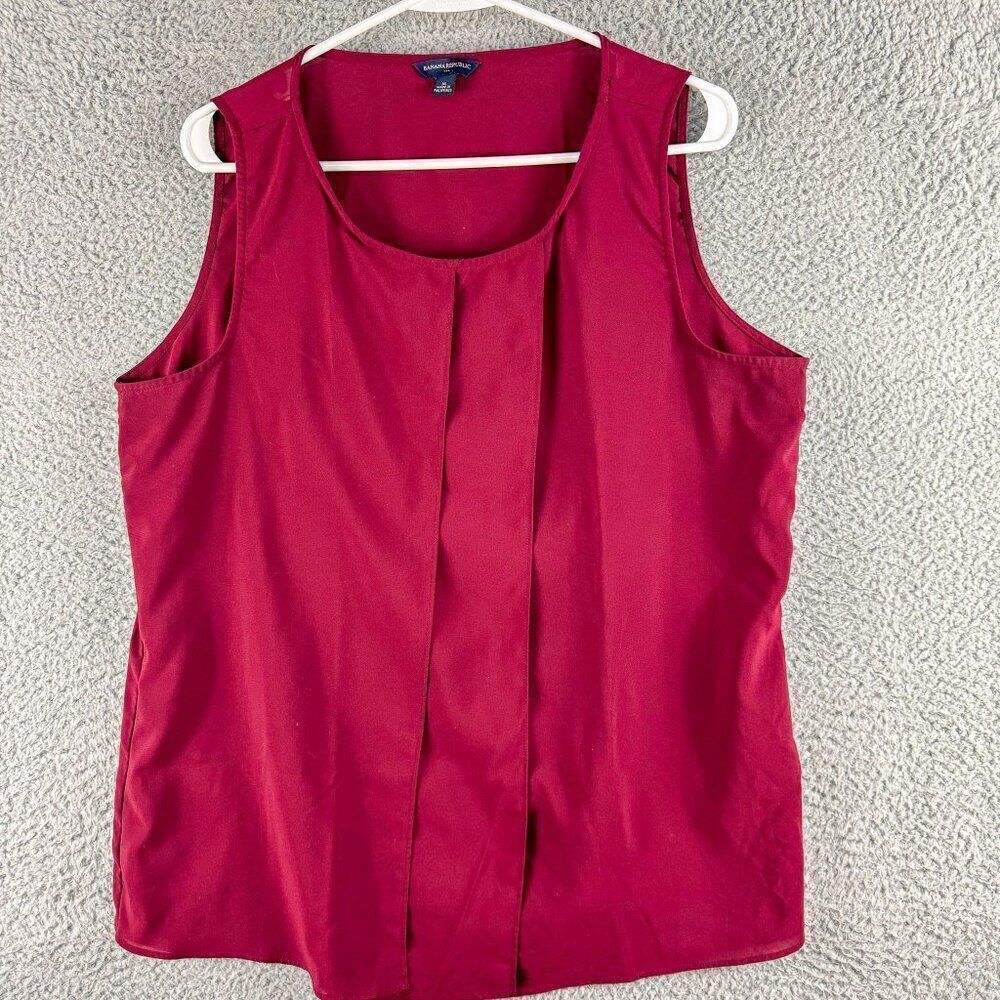 Banana Republic Sleeveless Top Womens Extra Large Burgundy Flyaway Lined Casual‎